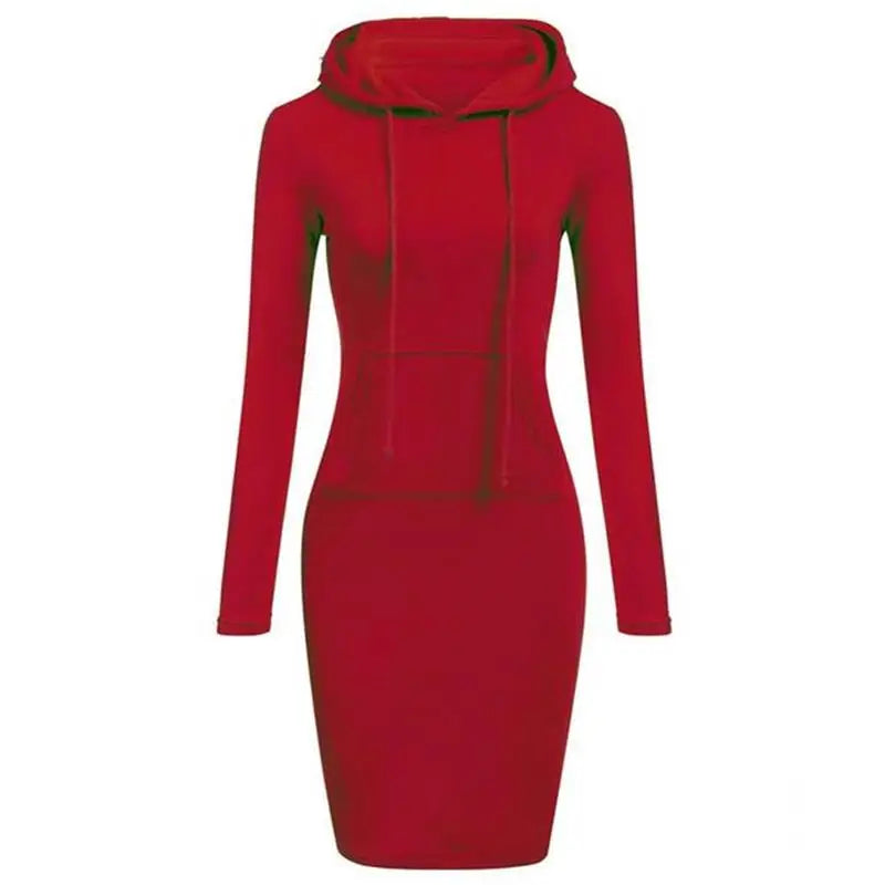 Autumn Hooded Sweatshirt Dress for Women – Casual Long Sleeve Hoodie Dress Top
