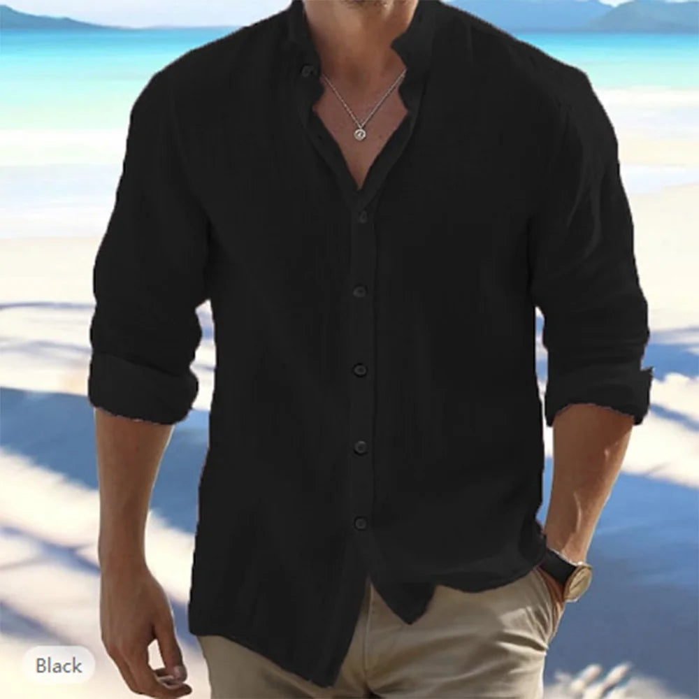 Men’s Casual Cotton Shirt– Long Sleeve Beachwear
