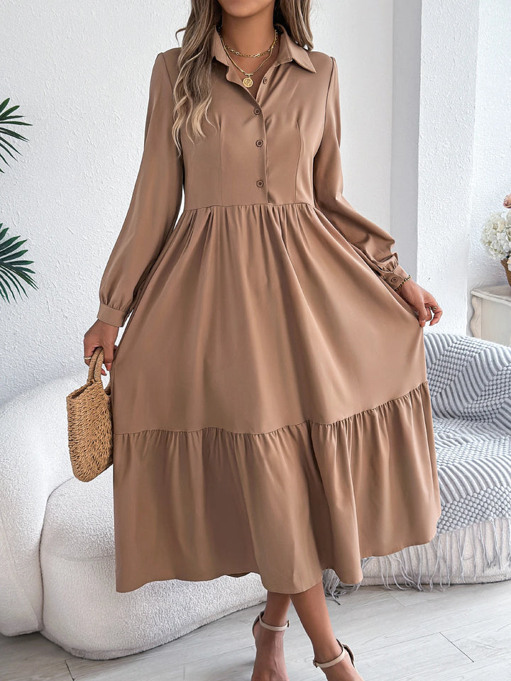 Vacation Long Sleeve Collar Dress