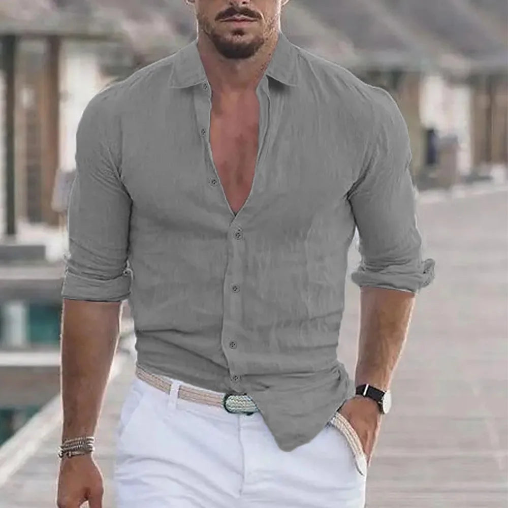 Men’s Summer Beach Shirt – Long Sleeve Casual